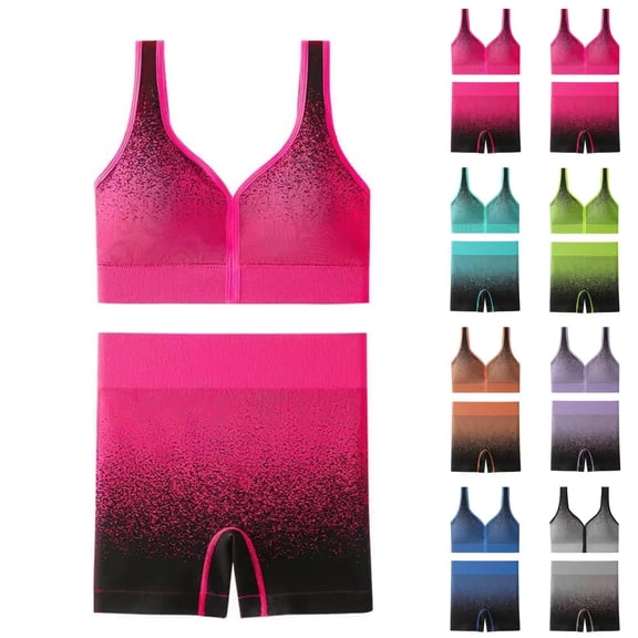 FNFYFH Women's Workout Sets 2 Piece Yoga Outfit High Waisted Biker Shorts Sports Bra Gym Fitness Clothes