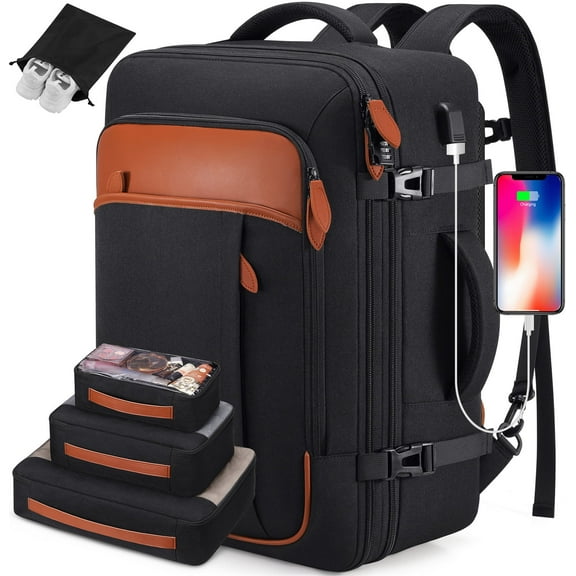 UKEIN Travel Backpack for Men & Women Carry On Backpack Flight Approved Expandable 42L Waterproof Anti-Theft Personal Item Backpack with Packing Cubes and Shoe Pocket