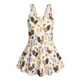 thumbnail image 6 of DISNIMO Rooster Flower Print Girls Swimsuit One-Piece Swim Dress Quick Dry Swimwear Skirted Sleeveless U Neck Bathing Suit Size 3-4Y, 6 of 8