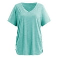 thumbnail image 4 of Womens Shirts Summer Short Sleeves V Neck Plain Color Soft Loose Fitting T Shirts Womens Tops, 4 of 4