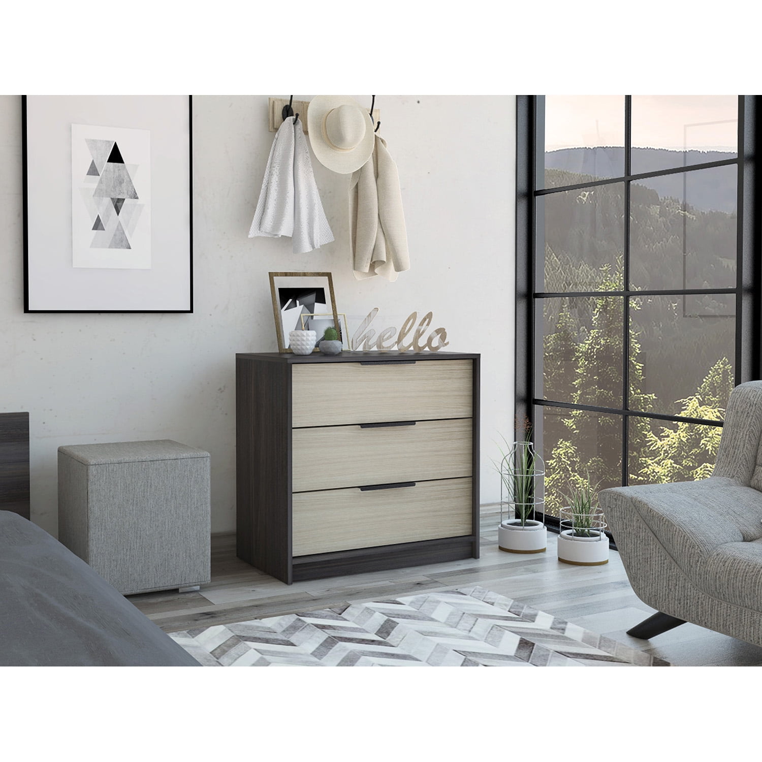 Kadyn 16.3" 3 Drawers Dresser, Chest of Drawers for Living Room, Black Particle Board Nightstand Kadyn 16.3" 3 Drawers Dresser, Chest of Drawers for Living Room, Black Particle Board Nightstand