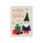 Personalized Holiday Card - Merry Gnome - 5 x 7 Flat