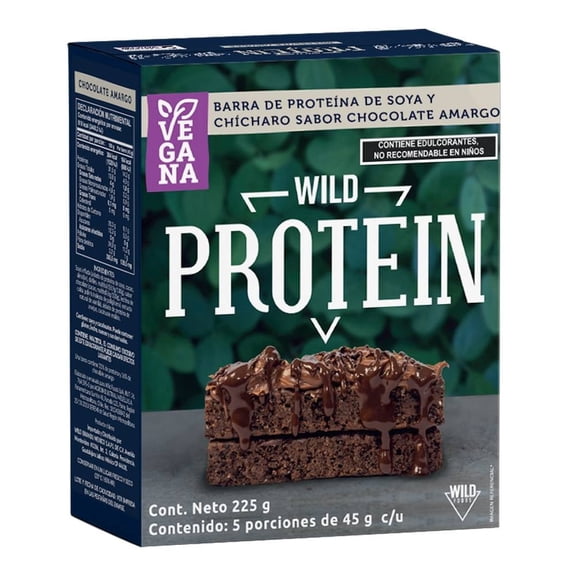Barra de proteína Wild Foods Wild Foods chocolate amargo 5 pzas 45 g c/u
