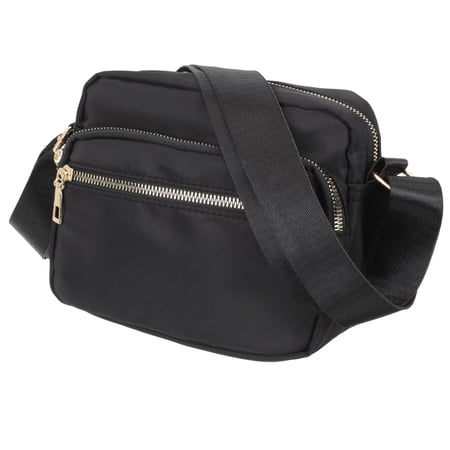 MOKKHNB Outdoor Travel Crossbody Sling Bag Black Nylon Waterproof Shoulder Backpack