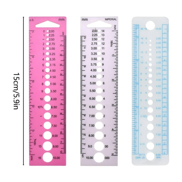 Clearance! Knitting Needle Gauge, Plastic Knitting Gauge Ruler, Knitting Needle Sizer Tool for Diamond Art, Crochet Gauge Measuring Tool, Circle Geometric Template Ruler, 5.9 Inch, Blue