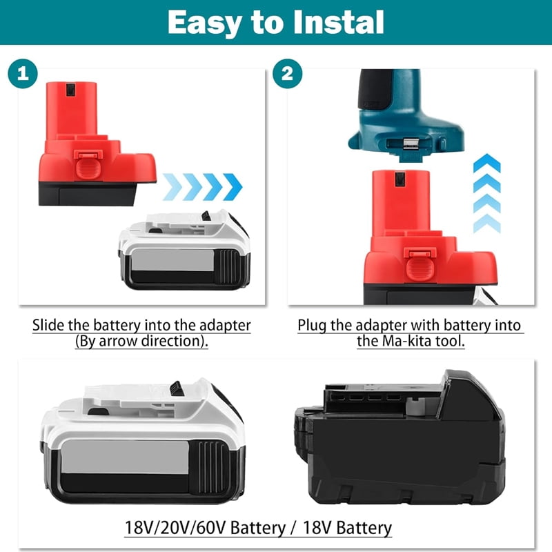Battery Adapter For Mil-wau-kee 18V De*walt 20v Li-Ion Battery Convert To Ma*kita 12V/14.4V Ni-Mh 1200 1220 1201 Battery Cordless Tools