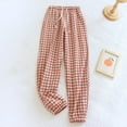 thumbnail image 2 of Fiaer Plaid Pajamas Sweatpants Women Baggy Oversized Comfort Sleepwear Pants High Waisted Drawstring Trendy Pjs Trousers Pink XL, 2 of 8
