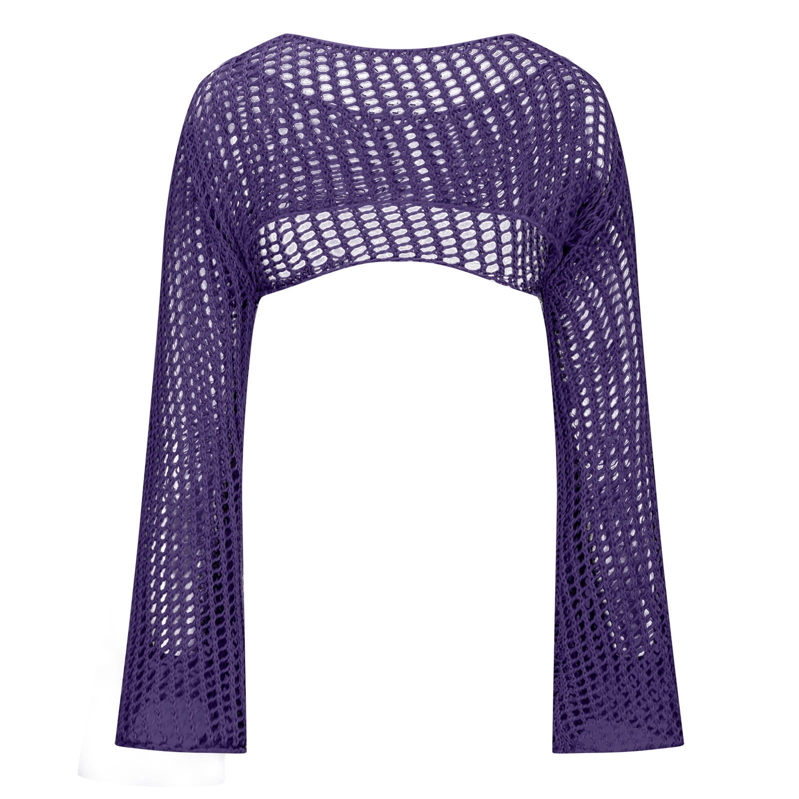 【Anyone more】Mura Quilted Cropped Jumper Xysaqa Women's Long Sleeve Crop Top Crochet Beach Cover Up