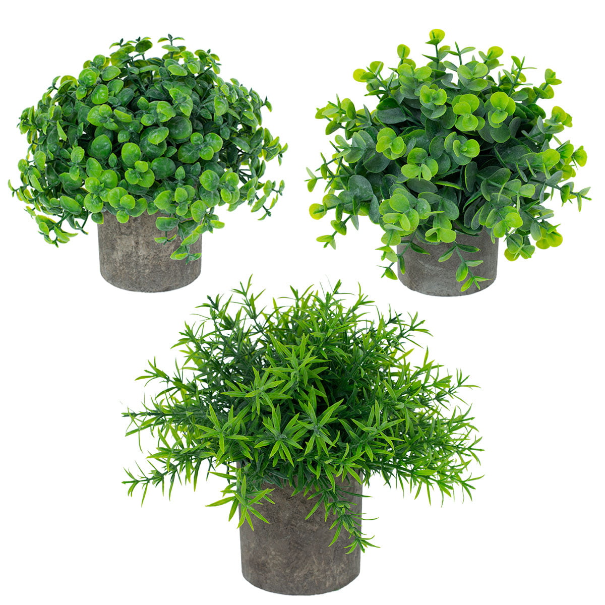 3 pack Small Potted Artificial  Plants  Mini Faked Plants  in 