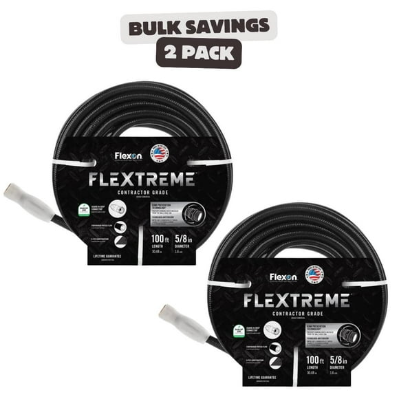2 x Flexon Contractor Grade Hose With Guard & Grip, 5/8 in x 100 ft