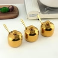 thumbnail image 6 of 3-Piece Seasoning Box with Spoon and Lid 304 Stainless Steel Condiment Canisters Pots Seasoning Jars for Spice Salt Sugar-Gold, 6 of 8