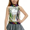 thumbnail image 4 of OGLCCG Girls Metallic Dance Vest Halter Neck Sleeveless Gym Ballet Tank Top Jazz Performance Hip Hop Street Dancing Shirts 4-14 Years, 4 of 5