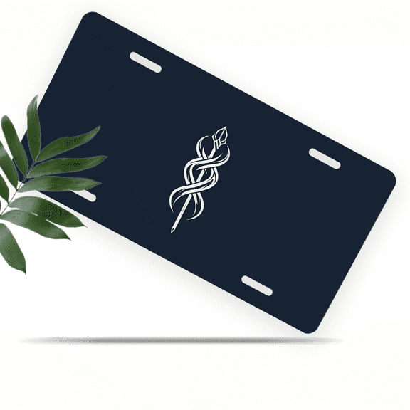 1 Pcs 2D Flat License Plate Covers & Frames, Caduceus For Decorative Front, Waterproof For Decoration Aluminum License Plate Covers & Frames Cover For Men Women, 12" X 6"