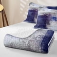 thumbnail image 4 of Castle Fairy Vintage Abstract Square Quilt Full 3-Piece,Retro Smudged Daub Full Bedspread Sets,Navy Lilac White,1 Coverlet and 2 Pillowcases, 4 of 7