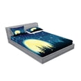 thumbnail image 2 of Ambesonne Starry Night Fitted Sheet & Pillow Sham Set, Moon over Forest, Queen, Dark Blue Cream Black, 2 of 2
