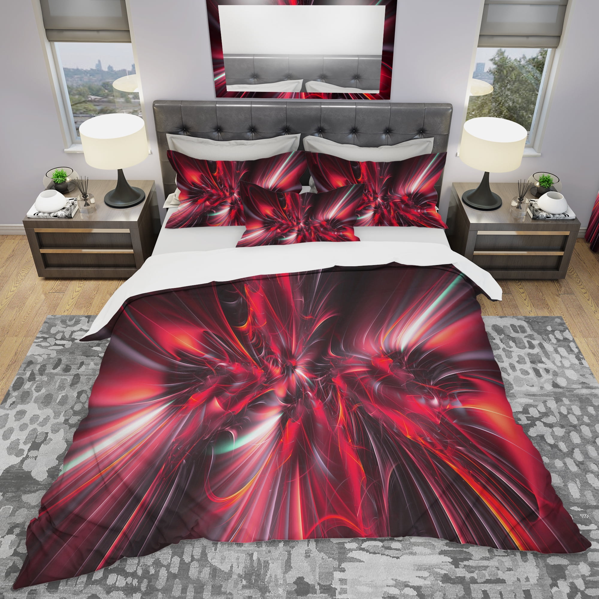 Designart 'Red Implosion' Modern & Contemporary Duvet Cover Set