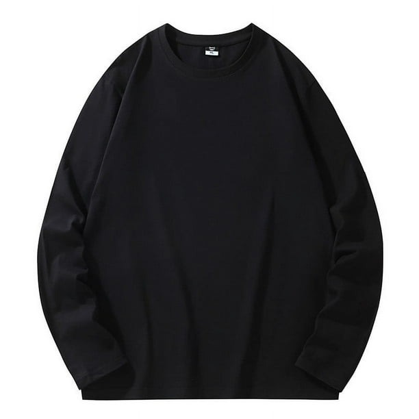 pstuiky camisa de manga larga para hombre, Camisa informal de manga larga con cuello redondo y color liso para hombre. Blusas de manga larga con cuello redondo. camisetas de hombre xxxxxl