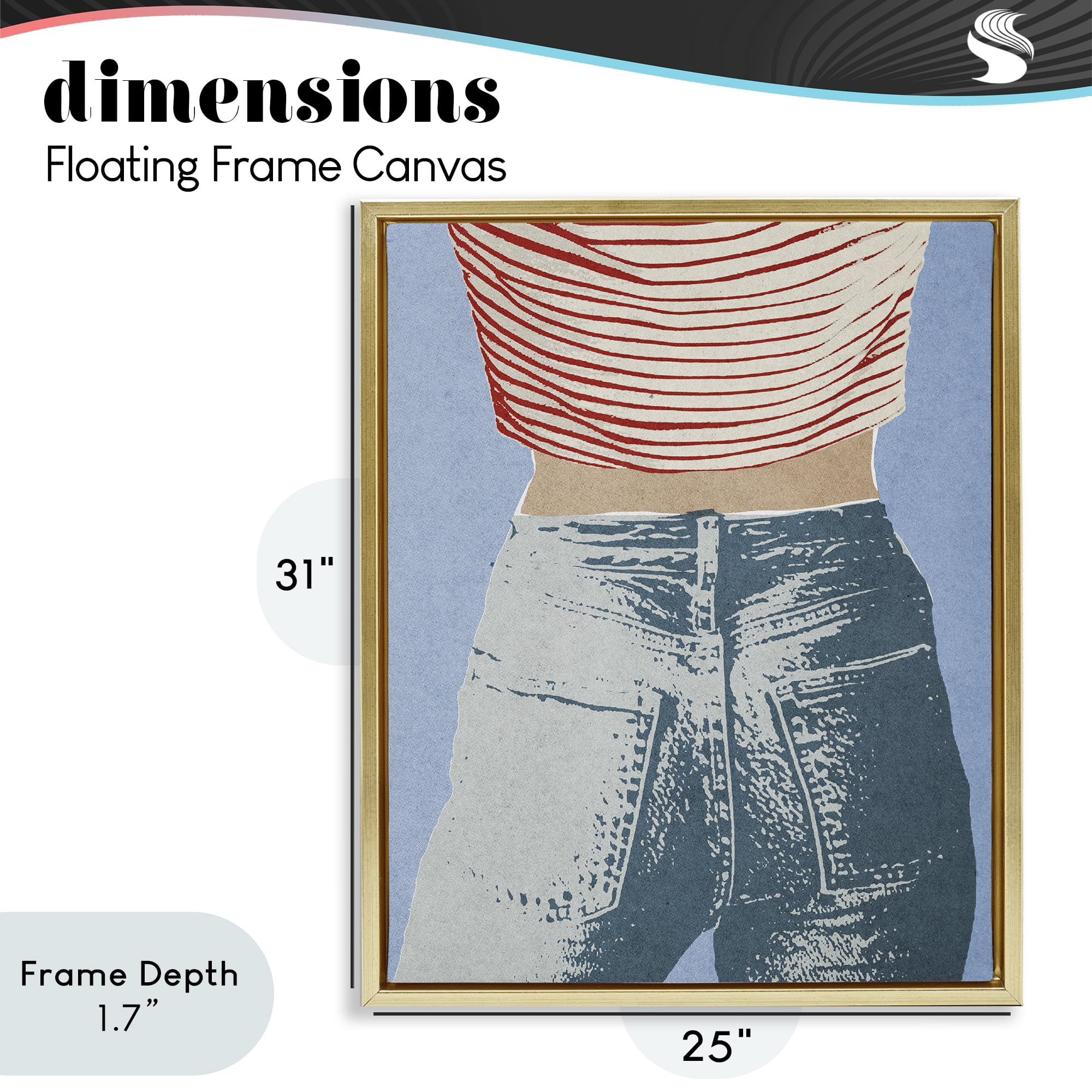 Stupell Industries Favorite Jeans Vintage Gold Framed Floater Canvas Wall Art, design by Victoria Barnes