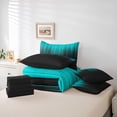 thumbnail image 6 of Manfei Gradient Cyan Bedding Comforter Set 7pcs, Geometric Neon Lights King Bedding Sets, Modern Abstract Black Bed Sheets, Lightweight Room Decor, 6 of 8
