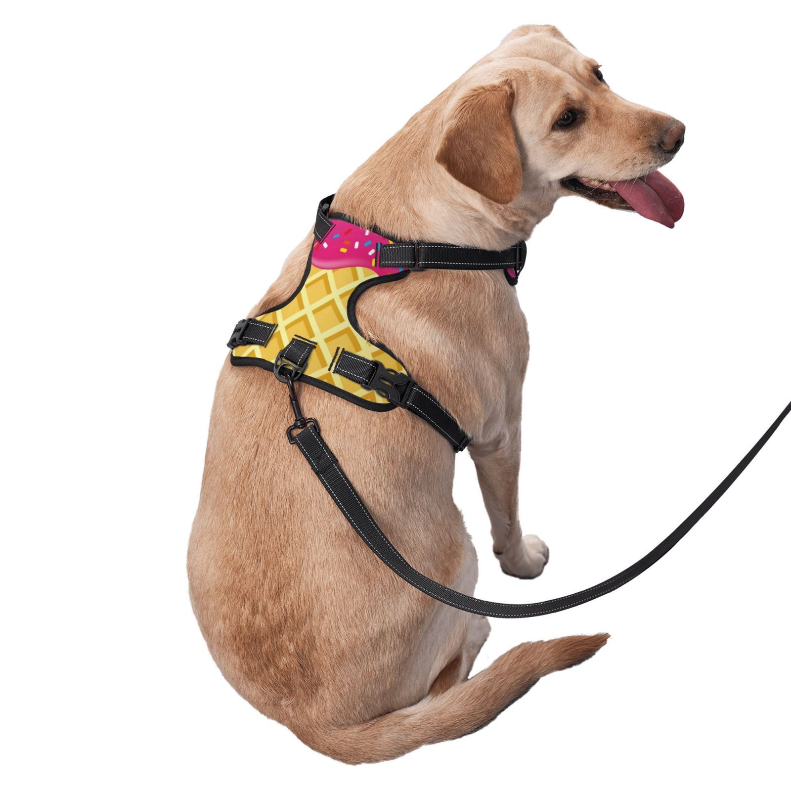 Fuzoiu Red Ice Cream Print Reflective Dog Harness,Adjustable, Breathable Pet Vest,Dog Harness No Pull,No Choke Pet Vest for Small, Medium, and Large Dogs-Medium