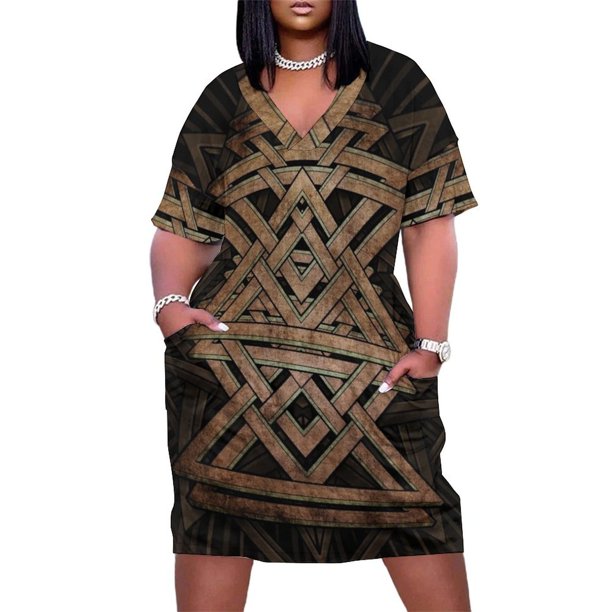 Vestido holgado con bolsillo y símbolo de reloj de arena infinito para mujer, vestido de noche con mangas largas
