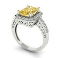 thumbnail image 2 of 2.78 ct Emerald Cut Natural Citrine with Simulated Diamond Halo Accents 14K White Gold Womens Engagement Ring, 2 of 5