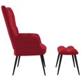 Relaxing chair with stool wine red velvet