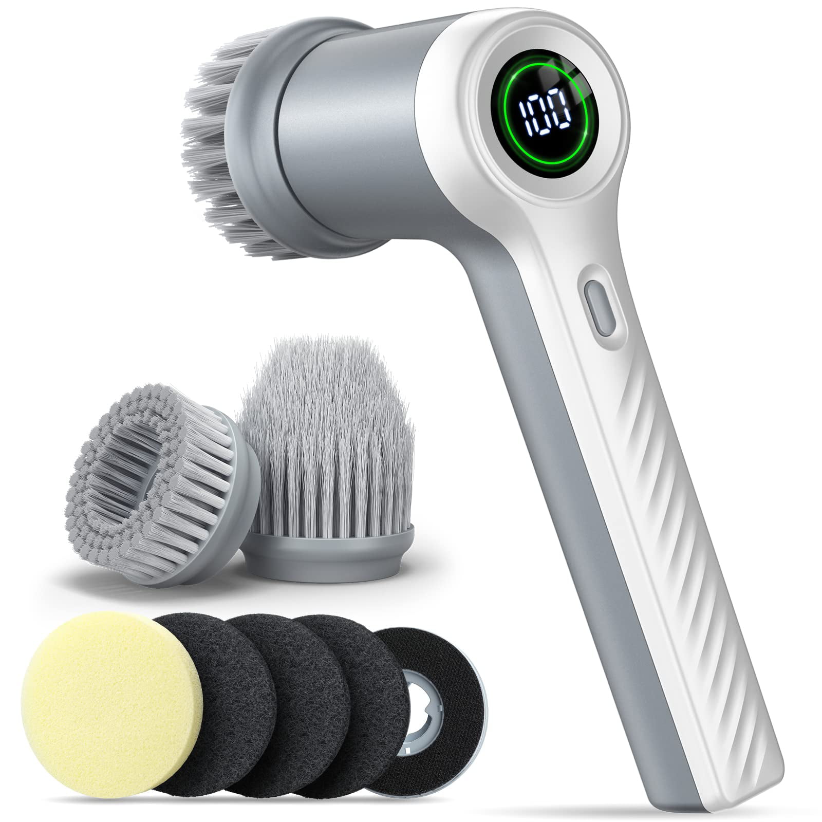 QBBQAAQTT Electric Spin Scrubber, Cordless Cleaning Brush with 8  Replaceable Drill Brush Heads and Adjustable Handle, Electric Scrubber for  Bathroom