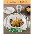 thumbnail image 3 of 15 Inch Round Placemats Set of 6, St. Patrick's Day Non Slip Heat Insulation PP Table Mats, Green Shamrocks Leaf Polka Dots Beige Washable Place Mats for Kitchen Dining Party Table Decor, 3 of 7