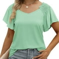 thumbnail image 6 of Giftesty Women's Summer Casual Ruffle Sleeve V-Neck T-Shirt Short Sleeve Tops, 6 of 8
