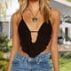 thumbnail image 5 of Chaleco Sin Mangas Y2K Mujeres Irregular Crop Top Girl Sexy Sling Vest Lace Up Streetwear (Negro L) Ygjytge para Mujer Negro T 3EG, 5 of 7