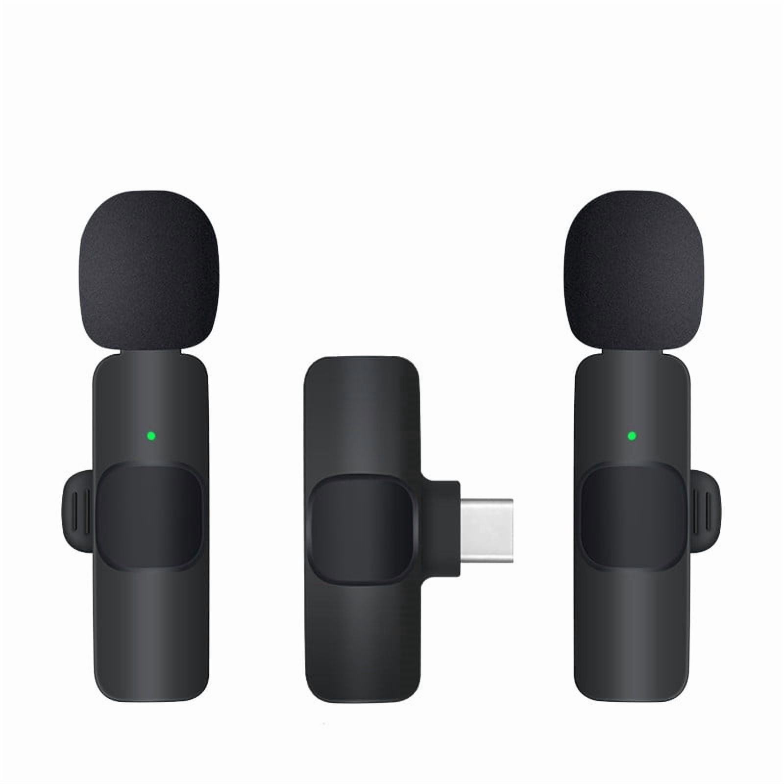 Wireless Lavalier Microphone 1-to-2 with Bluetooth - Smart Noise Cancelling Lapel Mic with Monitor & Reverb for Video Live Streaming, Dual Mic for 2-Person Recording