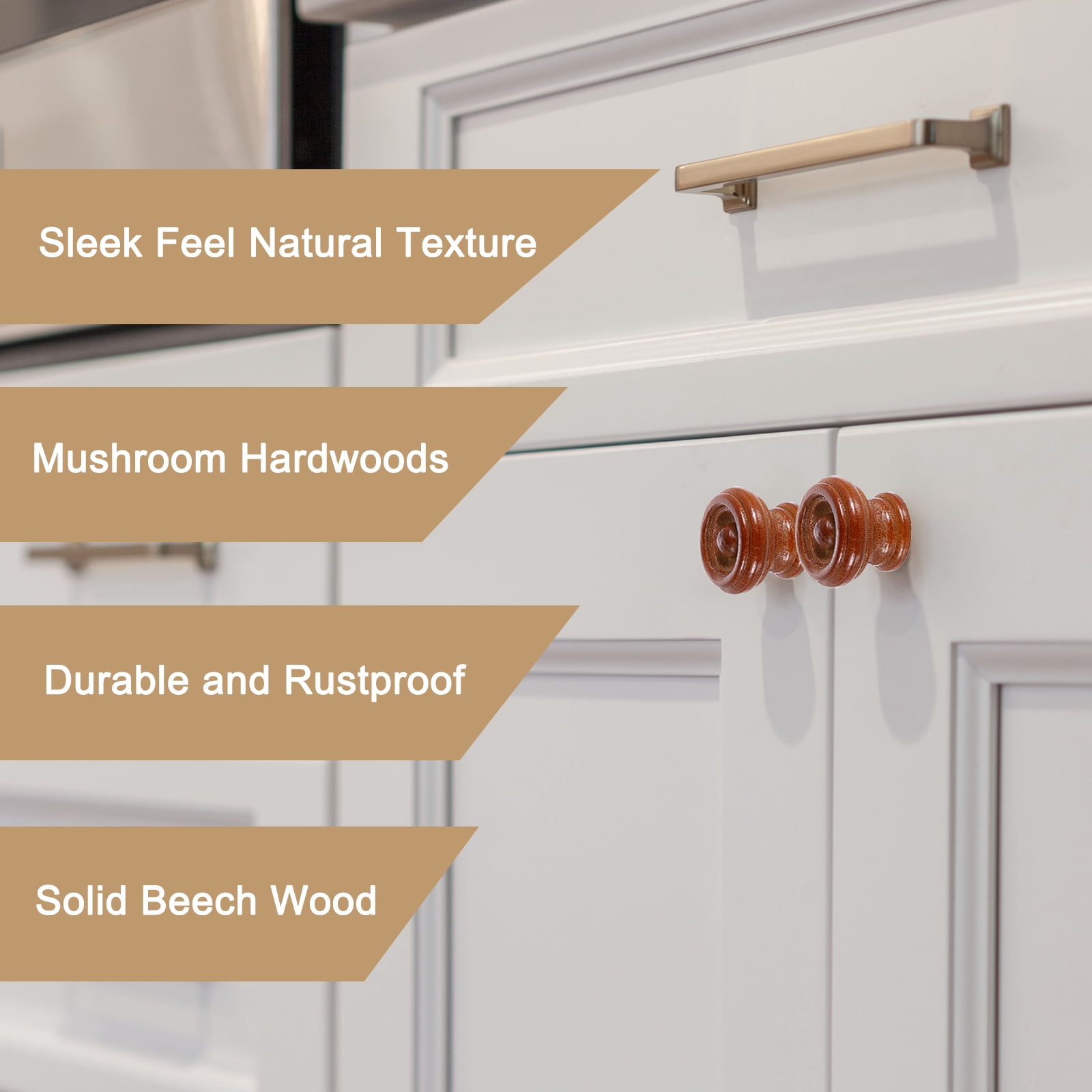 Unique Bargains Wooden Kitchen Cabinet Drawer Handles Red