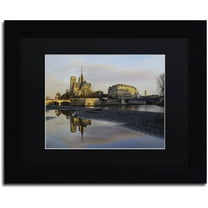 Trademark Fine Art "Sunrise in Notre Dame de Paris" Canvas Art by Mathieu Rivrin, Black Matte, Black Frame