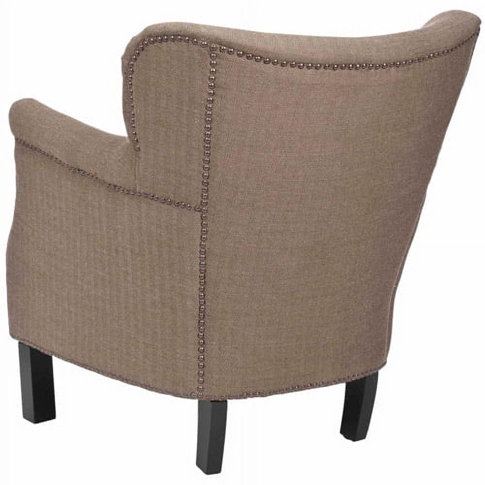 SAFAVIEH Jenny Traditional Glam Upholstered Arm Chair w/ Nailheads, Brown