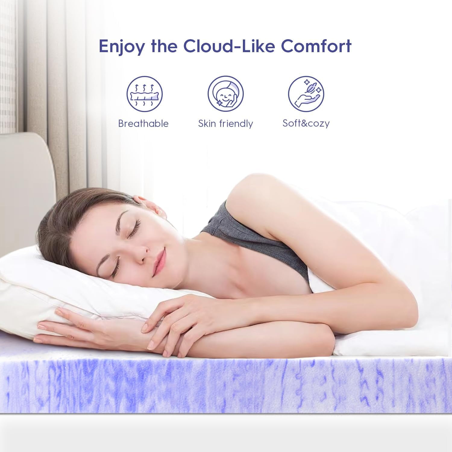 EDX 2 Inch  King Size Memory Foam Mattress Topper, Gel  Memory Foam Mattress Topper for Pressure Relief