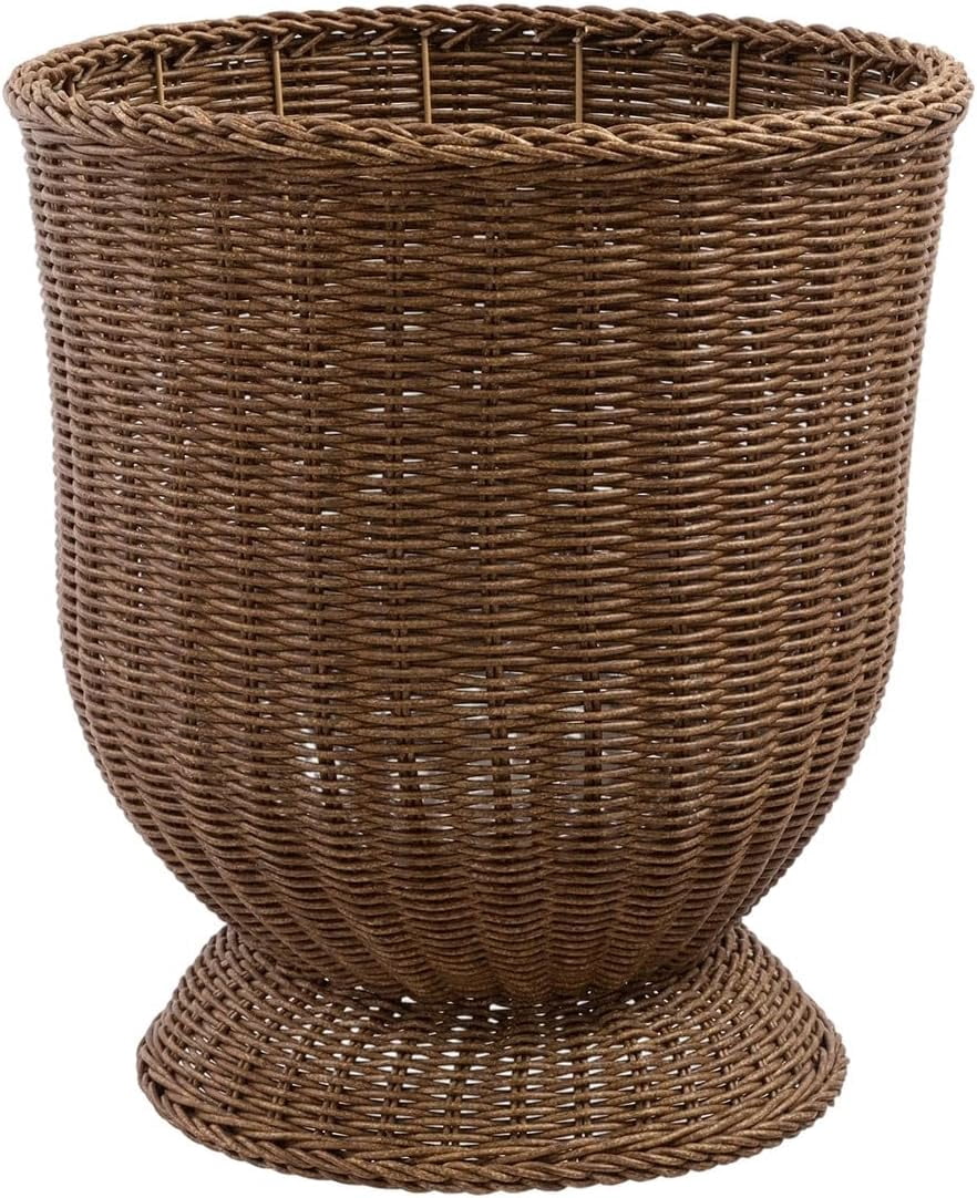 HoliHive 11.81 Inch Handwoven Boho Wicker Basket,Woven Decorative Storage Basket and Planter for Porch Patio Backyard Home Garden