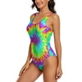 thumbnail image 3 of Bright Tie Dye Swimsuit Colorful Swirl Push Up Swimwear One Piece Surfing Bathing Suit Swimsuits Graphic Beachwear Large Size, 3 of 7