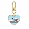 thumbnail image 1 of Japan Mount Red Sun Rail Train Temple Gold Heart Keychain Metal Keyring Holder, 1 of 3