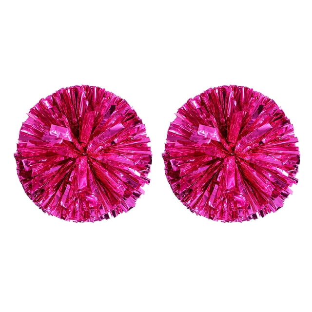 2 pompones de animadora metálicos holográficos con anilla para el mango, ideales para fiestas, entrenamientos de baile y fiestas de equipo deportivo.