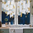 thumbnail image 2 of Blue White Kitchen Curtains, Gold Graffiti Painting Art Retro Country Light Filtering Window Curtain Panels, 2Pcs Rod Pocket Window Treatments Set for Living Room Bathroom Bedroom 42x63 Inches, 2 of 9