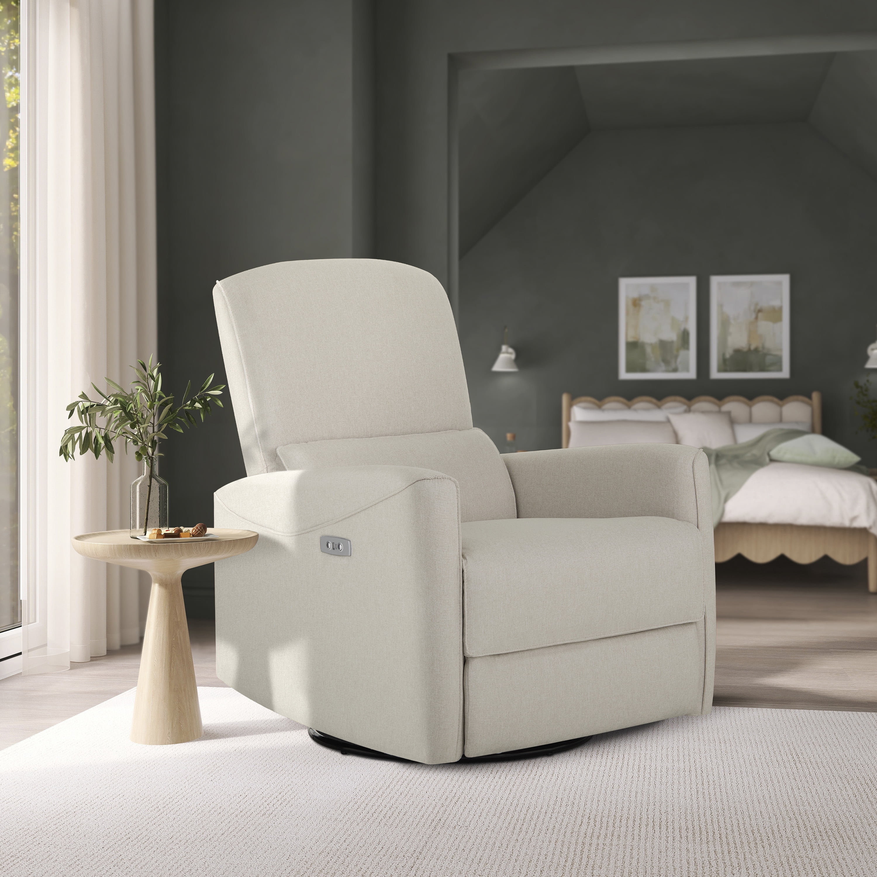Evolur Belmont Power Recliner with Massager, Light Sand