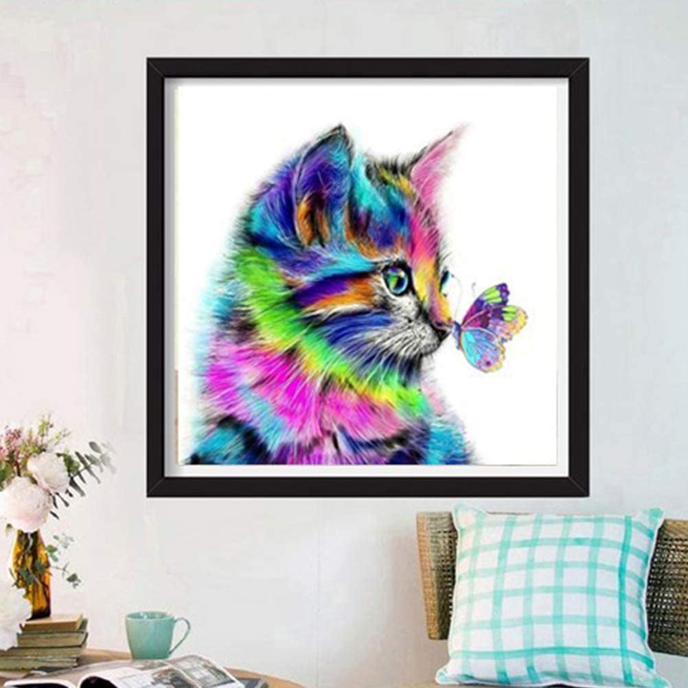 MXJSUA Chat Fleur Bricolage Diamond Painting, 5D DIY Diamant