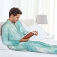 thumbnail image 6 of Picia Blue Marble Pattern Men’s Long-Sleeve Sleepwear Set - Soft 2-Piece Loungewear with Pockets, Comfy PJs for Relaxing Nights-X-Large, 6 of 7