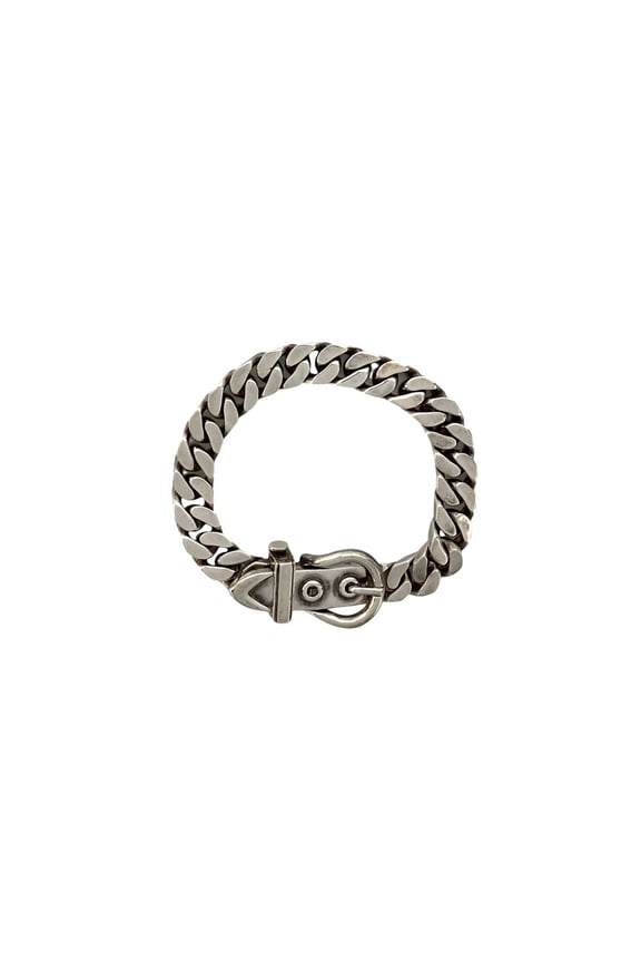 Pre-Owned HERMES Boucle Cellier Silver 925 Chain Bracelet Bangle 2353e
