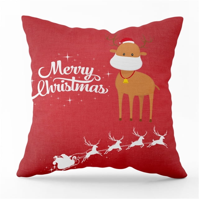 Funda de almohada de Navidad Máscara de Papá Noel Árbol de Navidad Copo de nieve Piel de melocotón Impreso Sofá Funda de almohada Wmkox8yii HFSH4111