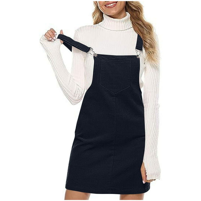 Dungaree Dress Outfit Corduroy Black Overall Dress Girl Next Door