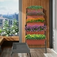 thumbnail image 4 of Funcid 4 ft Vertical Garden 5-Tier Raised Garden Bed Planter Box for Patio Balcony Flower Herb Freestanding Garden Planter Brown, 2 Packs, 26"×22.75×45", 4 of 12