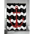 thumbnail image 5 of Red Nautical Shower Curtain, Anchor Navy Blue Wavy Stripes Waterproof Shower Curtain Set with 12 Hooks Lightweight Washable Fabric Shower Curtains for Bathroom 72x72 Inches, 5 of 6