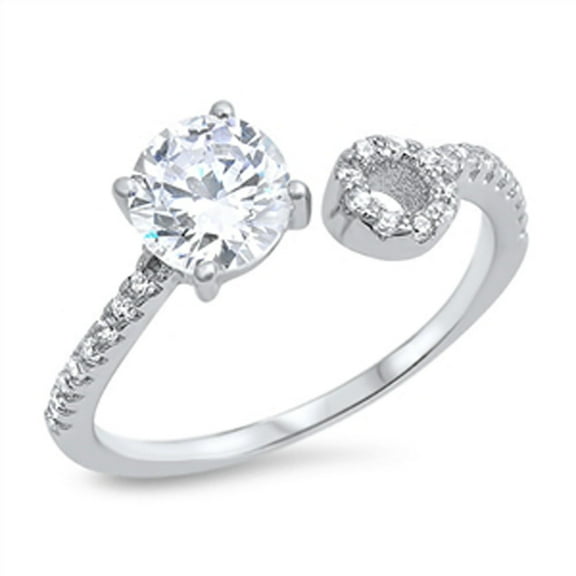 Solitaire Clear CZ Open Promise Ring .925 Sterling Silver Band White Jewelry Female Size 7